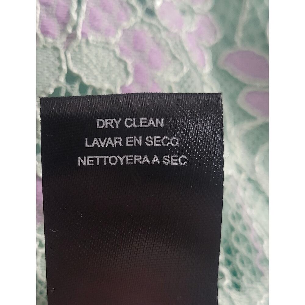 Tahari ASL Lace Dress Size 12 Mint Green Lavender Floral Fit & Flare Tea Party - Picture 4 of 9